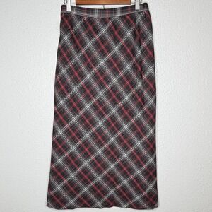 VTG 90s Sag Harbor Plaid Maxi Skirt Womens 8 Red Black Grunge Preppy Long